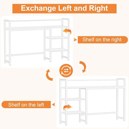 Snughome Desk Shelf, 44.9" Large Desktop Organizer Shelf, Desk Hutch for Monitor, 4 Tier Display Rack, Wooden Desktop Bookshelf Storage Rack for Home Office Dorm