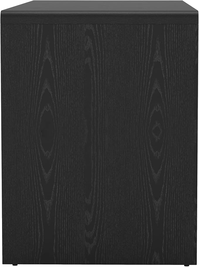 Manhattan Comfort Novara Modern 60" Writing Desk with 2 Smooth-Glide Drawers with Fluted Fronts, Office Desk with Large Work Surface, Stylish Rounded Edges, Black