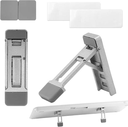 Gosknor 2pcs Foldable Keyboard Riser Stand for Desk, Adjustable Tilt & Portable Mini Laptop Feet Ergonomic Computer Keyboard Lift with Anti-Slip Pads Office Accessories (Silver)