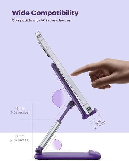 Lamicall Purple Phone Holder for Desk - Dark Purple Cellphone Stand Desk Accessories Desktop Office Must Have, Gifts for iPhone 17 16 15 14 13 Pro Max Mini, 12 11 X Plus SE, 4-8'' Telephone Stand