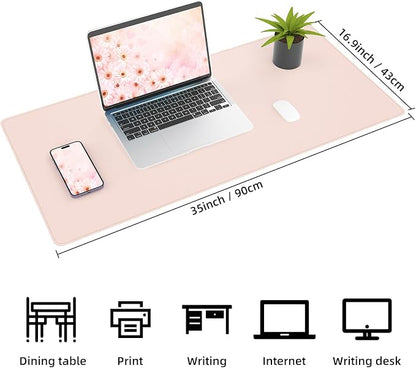 AFIING Cork Desk Mat, Rose Pink, 31.5" x 17", Desk Pad Protector | Dual-Sided Cork & PU Leather, Non-Slip & Waterproof, For Office, Home & Study