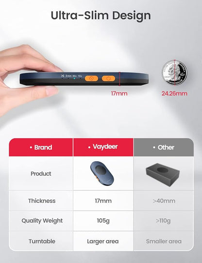 Vaydeer Undetectable Mouse Mover, Air 3 Mouse Jiggler with Adjustable Timer | Ultra-Slim Design, 4 Adjustable Intervals, Quiet Driver-Free Setup