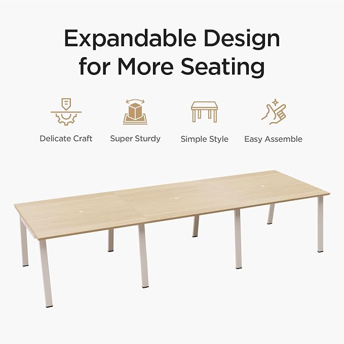 Modular Computer Office Desk, Modern Style Small Study Writing Workstation Table for Home & Business, Conference Table (142" x 47")