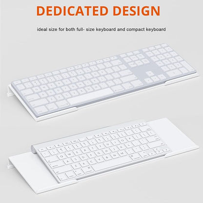 Richboom Acrylic Tilted Computer Keyboard Holder for Easy Ergonomic Typing, Keyboard Stand for Office Desk, Home, School, White