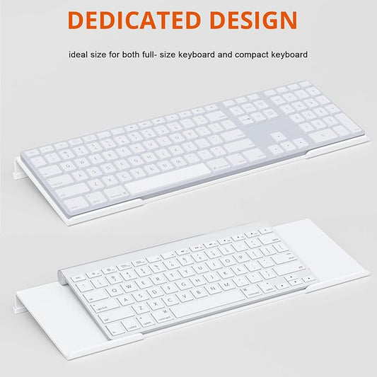 Richboom Acrylic Tilted Computer Keyboard Holder for Easy Ergonomic Typing, Keyboard Stand for Office Desk, Home, School, White