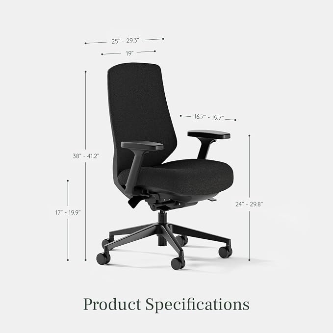 Branch Ergonomic Chair Pro - Mesh Office Chair with 14 Points of Adjustment - Height, Depth & Tilt Adjustable - 5D Armrests - Forward Tilt, Smooth Recline, and Lumbar Support - Black Boucle