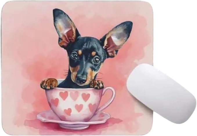 Dog Mousepad Desktop Laptop Computer Accessories Puppy in Tea Cup Mouse Pad Home Office Gaming Work Desk Computer Non-Slip Rubber Mousepad (Doberman Pinscher)