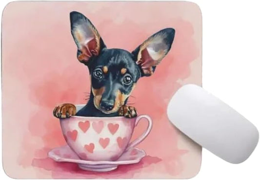 Dog Mousepad Desktop Laptop Computer Accessories Puppy in Tea Cup Mouse Pad Home Office Gaming Work Desk Computer Non-Slip Rubber Mousepad (Doberman Pinscher)