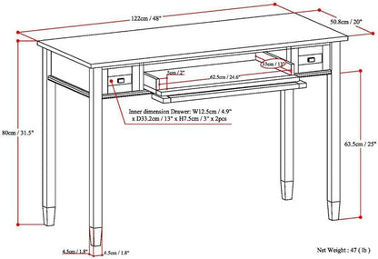 SIMPLIHOME Warm Shaker Desk - 48 Inch Wide Solid Wood Writing Desk in White, Transitional Home Office Computer Table for Workspace or Study with Flip-Down Keyboard Tray and 2 Drawers