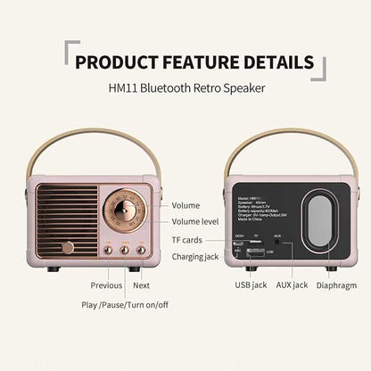 Dosmix Retro Bluetooth Speaker, Vintage Mini Wireless Speaker for Bedroom Desk Kitchen Office, Cute Portable Speaker for Room Decor, Small Bluetooth Speaker for iPhone Android, Gift for Women Girls