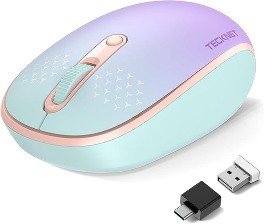 TECKNET Wireless Mouse,Bluetooth Mouse (BT5.3/5.0 & 2.4G) with USB Receiver Silent Optical Computer Mice，Wide Compatibility