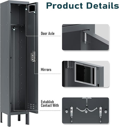 BUTISOW Metal Lockers - 66" Height Steel Lockers for Employees with Door Storage Locker with Card Slot for Employees Gym School Home Office Garage - Assembly Required