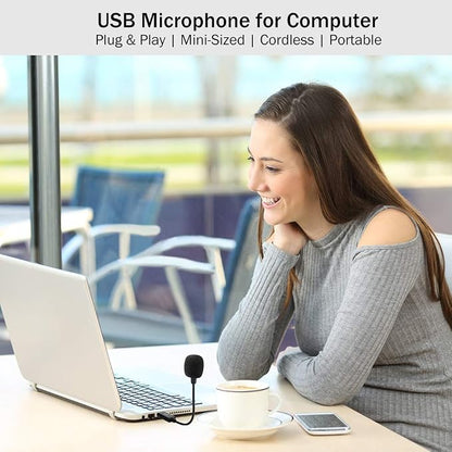 Mini USB Microphone for Laptop and Desktop Computer, with Gooseneck & Universal USB Sound Card, Compatible with PC and Mac, Plug & Play, Ideal Condenser Mic for Remote Work, Online Class | Universal USB Sound Card, Plug & Play, Flexible Gooseneck, Idea...