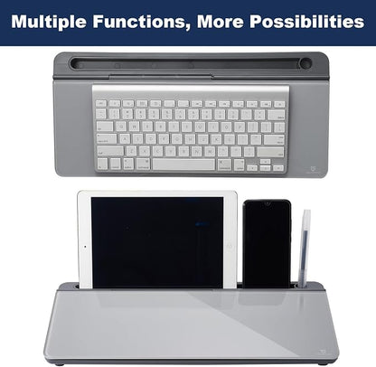 TSJ OFFICE Desktop Whiteboard Dry-Erase-Board - Computer Keyboard Stand White Board Surface Pad with Drawer, Desk Organizers with Accessories for Office, Home, School Supplies - Complete Grey
