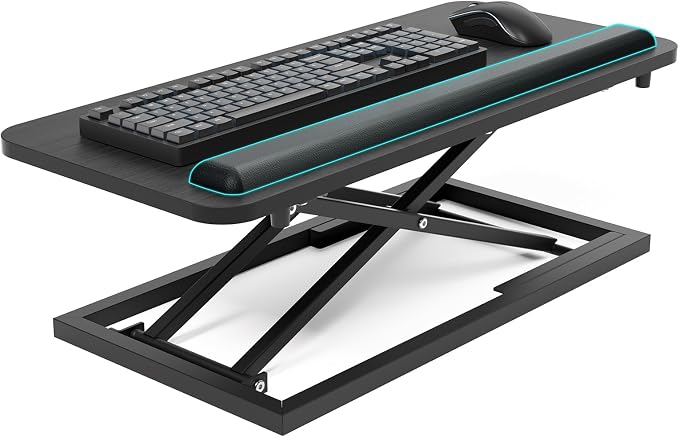 Standing Keyboard and Mouse Stand, Adjustable Height Keyboard Tray and Keyboard Riser for Desk,for Ergonomic Sit Stand Workstations with Wrist Rest、Laptop Desk 26.7 x 11.7 Inch (Black)