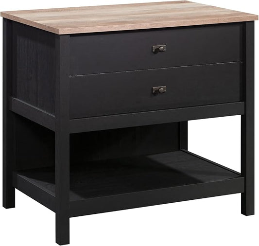 Sauder Cottage Road Lateral File Cabinet for Home Office, Open Shelf Storage, in Raven Oak