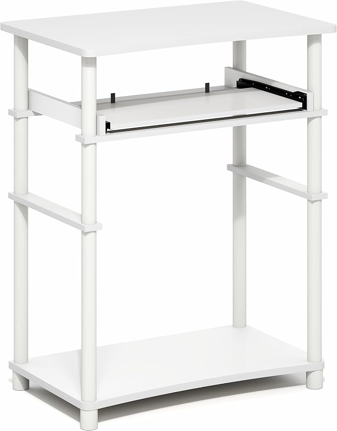 Furinno Home Desk, 23.6 Wide Gaming Desk with Keyboard Tray, Open Shelf Laptop Notebook Computer Desk, Office Desk for Home Office, Study Room, Dorm, Bedroom, White