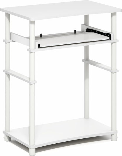 Furinno Home Desk, 23.6 Wide Gaming Desk with Keyboard Tray, Open Shelf Laptop Notebook Computer Desk, Office Desk for Home Office, Study Room, Dorm, Bedroom, White