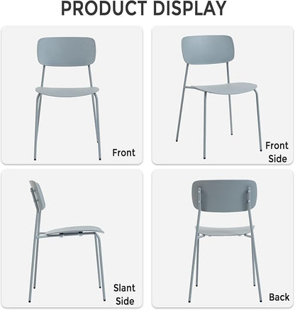 Sidanli Stacking Chairs Set of 4, Office Guest Chairs with Metal Legs, Stacking Office Chairs for Conference Reception Church Lobby, Capacity 300lbs, Gray