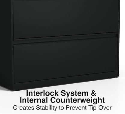 STAPLES Commercial 4-Drawer Lateral File Cabinet, Letter/Legal Size, Lockable, 52.36" H x 36" W x 18.62" D, Black (60925/17454)