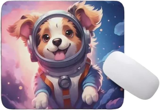 Mouse Pad Australian Shepherd Astronaut Dog in Space Mouse Pad Puppy floating in Space for Home Office Work Desk Computer Desktop Laptop for Dog Lovers