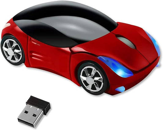 HuGuWdy Cute Mouse Wireless Red，2.4G with USB Reciver 1600DPI Car Mouse for Computer Wireless USB for Laptop Computer Tablet for Windows for Mac OS for Her for Christmas（Red）