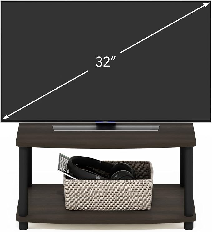 Furinno Turn-N-Tube Printer Stand with Storage, 2-Tier Printer Table, Under Desk Printer Stand, Toolless Assembly, for CPU, Office Supplies, Home Office, Dark Brown