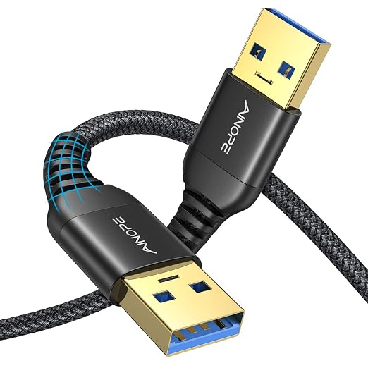 AINOPE USB to USB Cable, 6.6FT*2Pack USB 3.0 A to A Male to Male Cable [Never Rupture] Double End Type A Cord for Data Transfer, Compatible with Hard Drive Enclosures, Laptop Cooler, KVM, DVD Player