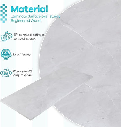 Kaboon Universal Tabletop 45.67"x23.62", Solid One-Piece Melamine Table Top, Double Desk L-Desk DIY, Home and Office, White Rock
