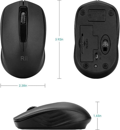 Rii Wireless Mouse,2.4G Portable Computer Mice for PC, Laptop, Windows,Office Included Wireless USB dongle (2-Pack(Black))
