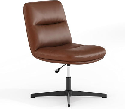 Flash Furniture Chloe Commercial Mid-Back Swivel Office Chair, Padded LeatherSoft, Adjustable Height, Ergonomic Mid-Rise Back, Armless, Stationary, Cognac/Black