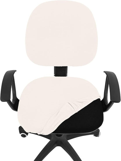 Smiry Stretch Jacquard Office Computer Chair Covers, Removable Washable Universal Desk Rotating Chair Slipcovers Protector, Seat + Backrest Cover, Ivory