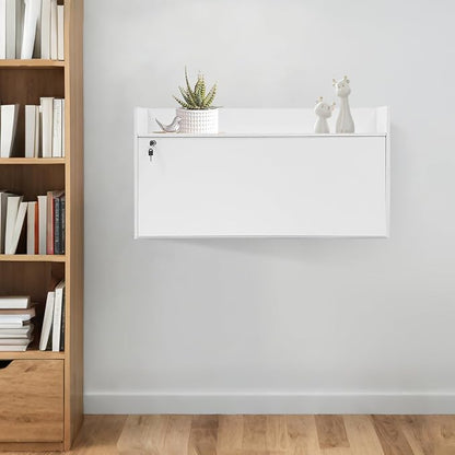 Wall Mounted Foldable Desk Cabinet, 31.5" Floating Desk with Storage, Space Saving Wall-Mounted Workstation for Home Office