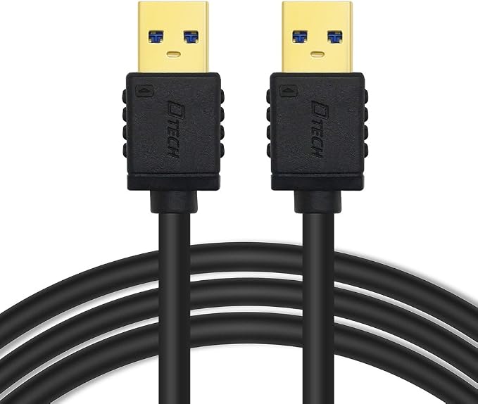 DTECH USB Type A 3.0 Cable 6 ft Male to Male High Speed Data Cord in Black