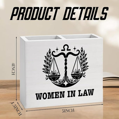 Lawyer Office Decor Women in Law Office Decoration Attorney Future Lawyer Gifts for Women Wooden Pencil Holder, Law School Students Graduation Gifts Desk Decor
