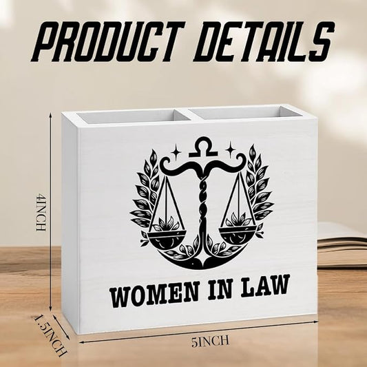 Lawyer Office Decor Women in Law Office Decoration Attorney Future Lawyer Gifts for Women Wooden Pencil Holder, Law School Students Graduation Gifts Desk Decor