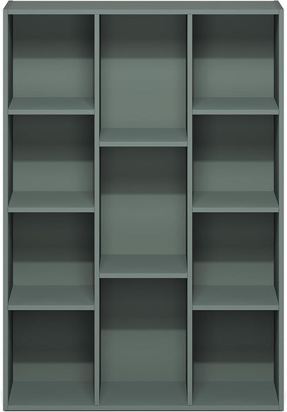 Furinno LUDER Book Shelf, 11-Cube Bookshelf, Reversible Bookcase, 9.4 x 29.1 x 41.7, Easy Assembly, for Living Room, Bedroom, Home Office, Sage Green