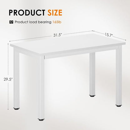 DlandHome Computer Desk, 31.5 inch Modern Simple Desk Computer Table Study Writing Desk for Home Office, White