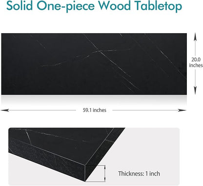 Kaboon 60x20 inches Tabletop, Solid One-Piece Desktop for Sit Stand Desk, Double Desks, L Desk DIY,Wood Countertop Home or Commercial Use,1 inch Thick, Cloud Atlas/Black Marble, 20" D x 59.1" W