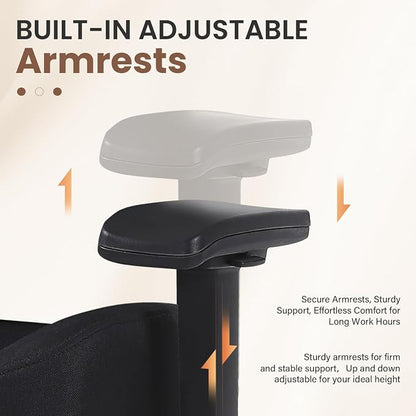 600lbs Big and Tall Office Chair with Adjustable Lumbar Support,Ergonomic Heavy Duty Office Chair for Heavy People,Mesh Desk Chair with Wide Seat for Home
