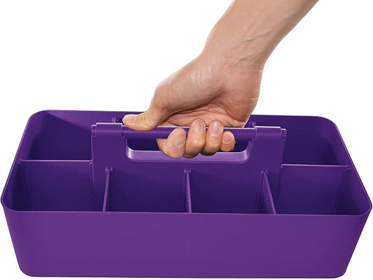 -Large Portable Caddy, DIY Dividers, 8 Compartments, School Office Supplies Home Business Organizer,Portable Basket with Handle Made in USA (3 PACK, Royal Purple)