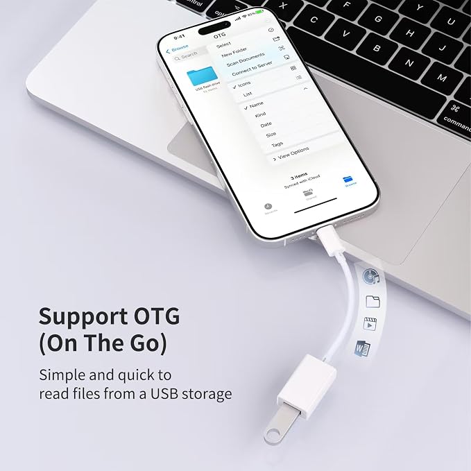 USB C to USB 3.0 Adapter [2 Pack], USB C Male to USB Female OTG Cable Thunderbolt3 to USB Adapter Compatible with MacBook Pro/Air, iPhone 17 Pro Max/17 Plus/17/16/15, Galaxy S24/S23/S22/S21