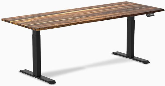 Desky Dual Hardwood Sit Stand Desk - 80x30 Electric Standing Desk - Dual Motor, 3 Stage Adjustable Height Desk - Solid Wood Standing Desk - Whole-Piece Top in Pheasantwood Wood