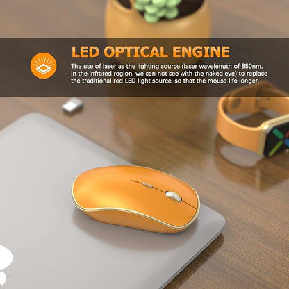JOYACCESS J 2.4G Wireless Mouse, Soft Click, Silent Travel, 3200 DPI, 5 Adjustment Levels, for Laptop, Mac, PC, Notebook - Orange