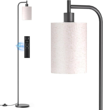 SIBRILLE Floor Lamp with Linen Shade, Dimmable Tall Standing Lamp with Remote Control & 3 Color Temperatures, Modern Floor Lamps for Living Room Bedroom Office Corner, 9W LED Bulb Included