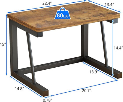 Desktop Printer Stand, 2-Tier Wood Rustic Printer Shelf for 3D & Laser Printer, Scanner, Copier, Durable Small Space Storage Organizer for Home Office Kitchen (White)