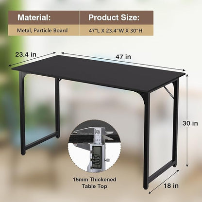 FDW 47 inches Computer Desk/Home Office Desk/Writing Study Table/Modern Simple Style PC Desk with Metal Frame,Black