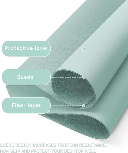 YSAGi Non-Slip Leather Desk Pad L Size, Waterproof Laptop Computer Desk Keyboard Mat, Table Protector Blotter Mat, Large Mouse Pad for Office/Work/Home/Decor(Mint Green, 35.4" x 17")