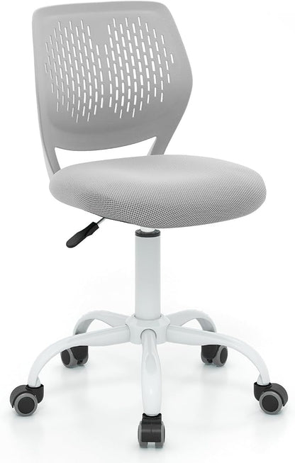 Giantex Kids Desk Chair, Adjustable Children Study Chair, Swivel Armless Mesh Task Office Chair, Computer Desk Chair with Adjustable Height & Lumbar Support (Grey)