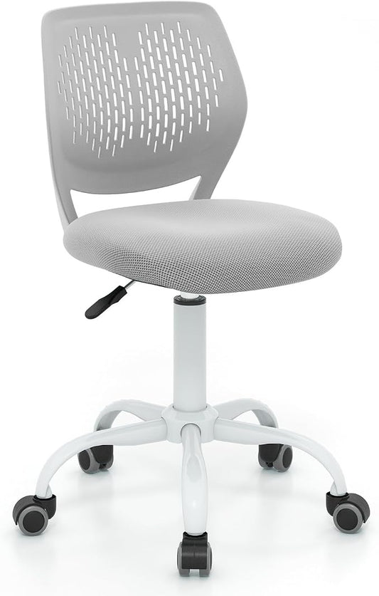 Giantex Kids Desk Chair, Adjustable Children Study Chair, Swivel Armless Mesh Task Office Chair, Computer Desk Chair with Adjustable Height & Lumbar Support (Grey)